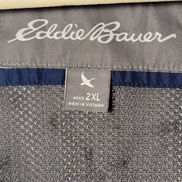 Eddie Bauer Mens Blue Weatheredge Lightweight Hooded Raincoat Jacket 2XL Parka - Picture 7 of 9